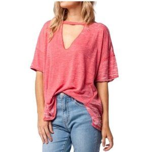 Free People We the Free Jordan Burnout Cutout Neck Oversize Tee
